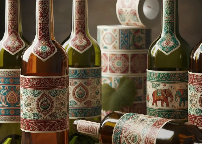 Indian heritage-inspired wine labels through bulk sticker printing