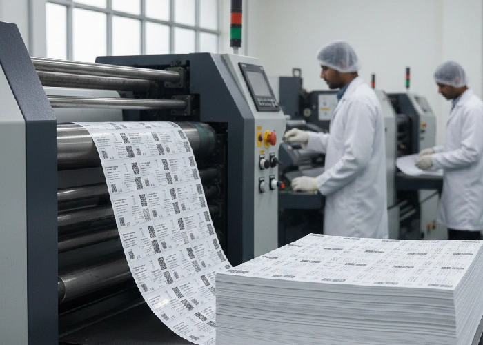 High-quality offset printing for pharmaceutical labels at SuperLabels Chrompet.