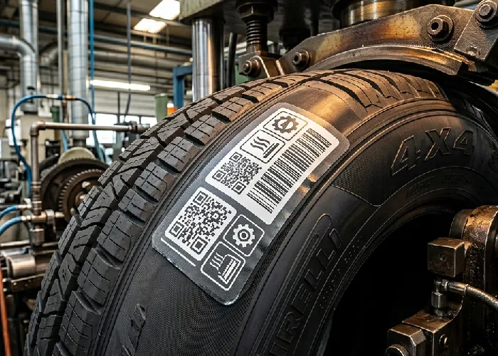Durable material label printing for tire vulcanization.