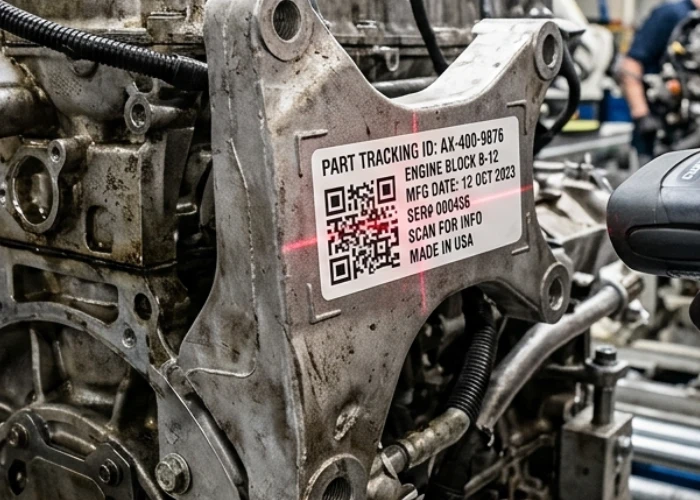 Industrial qr code labels for automotive parts tracking.