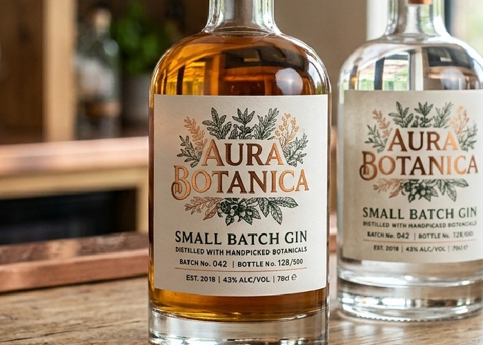 Durable printing labels on luxury glass bottles